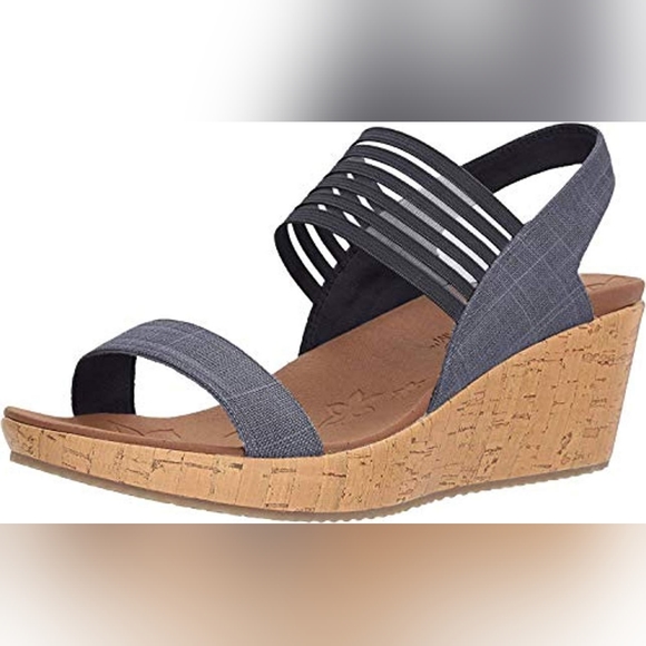 Skechers Shoes - Skechers blue denim sz 7 Cali Rumbler Sci-fi Wedge Sandals SH79